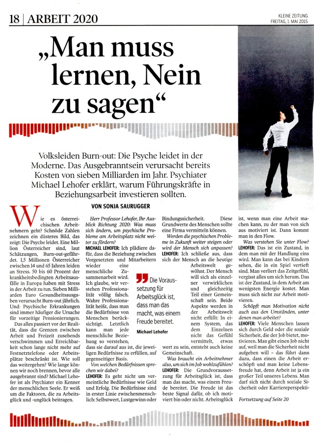 Burnout Artikel Kleine Zeitung 01.05.2015
