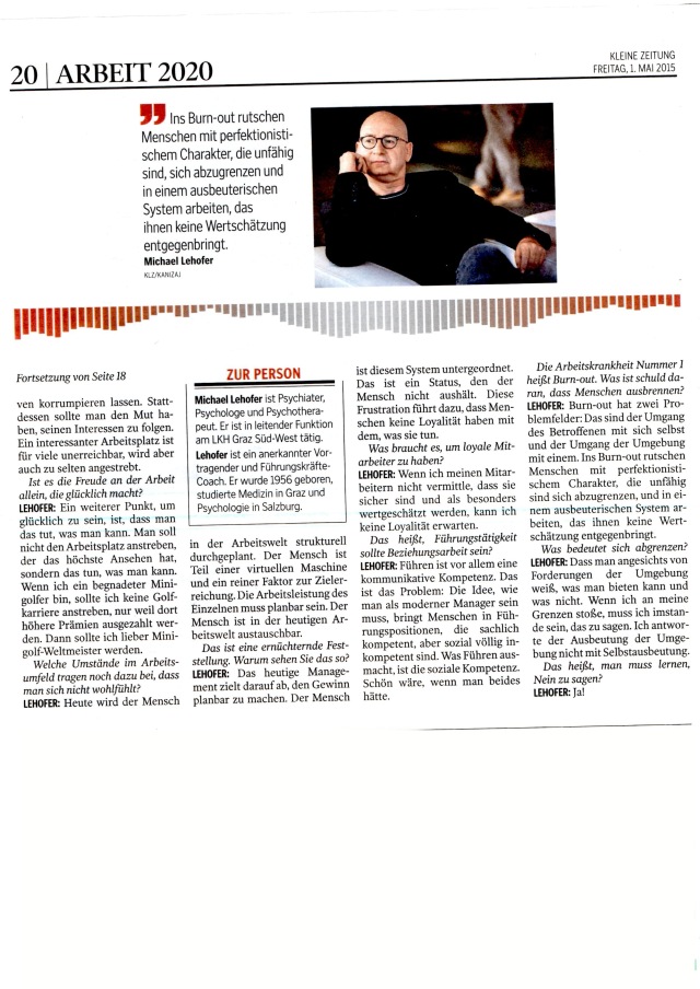 Burnout Artikel Kleine Zeitung Teil 2 01.05.2015